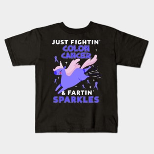 colon cancer funny unicorn farting sparkles Kids T-Shirt